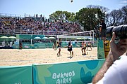 Deutsch: Beachvolleyball bei den Olympischen Jugendspielen 2018; Tag 11, 17. Oktober 2018; Jungen, Spiel um Platz 3 – Argentinien-Ungarn 2:0 (21–15/21–15) English: Beach volleyball at the 2018 Summer Youth Olympics at 17 October 2018 – Bronze Medal Match – Argentina-Hungary 2:0 (21–15/21–15)