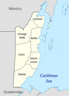 Belize, administrative divisions - en - monochrome.svg