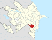 Mapa do Azerbaijão mostrando o distrito de Bilasuvar