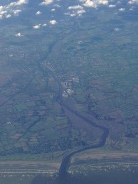 Aerial view of the River Boyne estuary and Drogheda.
