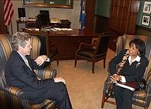 Brown meeting with Senator Norm Coleman in 2005 prior to her confirmation Brown with coleman.jpg