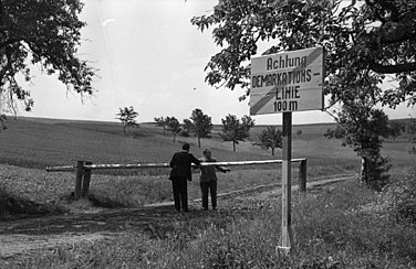 The border before fortification: inter-zonal barrier near Asbach in Thuringia, 1950