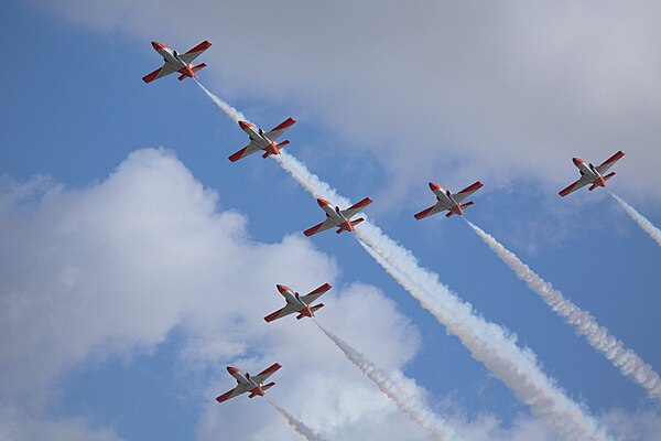 Patrulla Águila acrobatic team flying the C-101