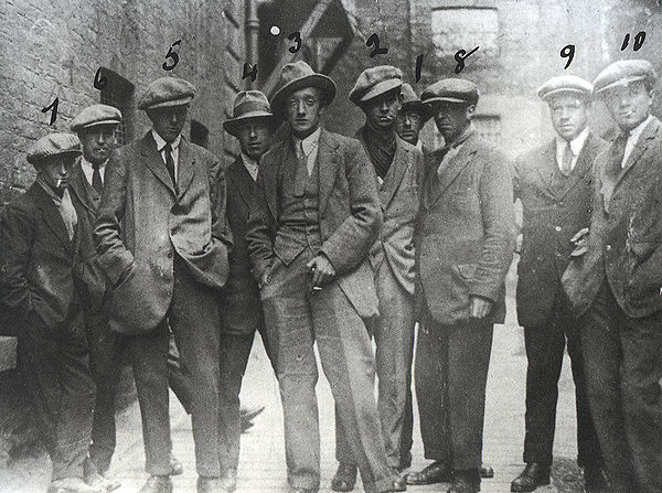 A photo purportedly of the Cairo Gang, but possibly the Igoe Gang, RIC officers who were brought to Dublin to identify and target IRA men who had move