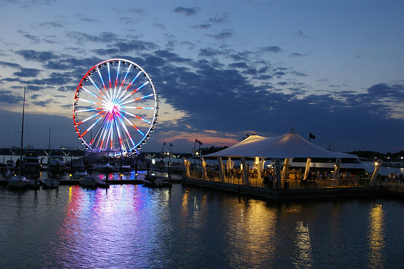 File:Capital Wheel at National Harbor, Maryland, USA (Lit Up at Night).jpg