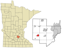 Carver County Minnesota Incorporated and Unincorporated areas Norwood Young America Highlighted.svg