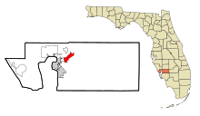 Charlotte County Florida Obszary włączone i nieposiadające osobowości prawnej Cleveland Highlighted.svg