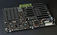 Deutsch: Chicony CH-286N-16 Ver 1.0, ein typisches PC-Mainboard im AT-Format für den Intel 80286 mit C&T NEAT-Chipsatz, hier mit Harris 80C286-16 CPU und AMD 80C287-10 Koprozessor.