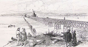 The Biobio Railroad Bridge under construction.
Credit: The Illustrated London News (24 August 1889). Chile Bio-Bio Bridge 1889.jpg