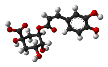 Ball-and-stick model of the chlorogenic acid m...