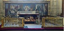 The main-altar mural, a post-war work by Brian Thomas City of London All hallows by the tower 110114.jpg