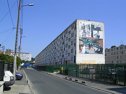 Mid-rise social housing in Clichy-sous-Bois, a banlieue of Paris