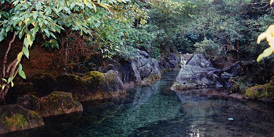 Mountain streams disappear into fissures and sinkholes then reappear and disappear again throughout the karstic environment (12 August 2004).