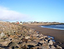 Carnoustie Beach with rocks to combat coastal erosion