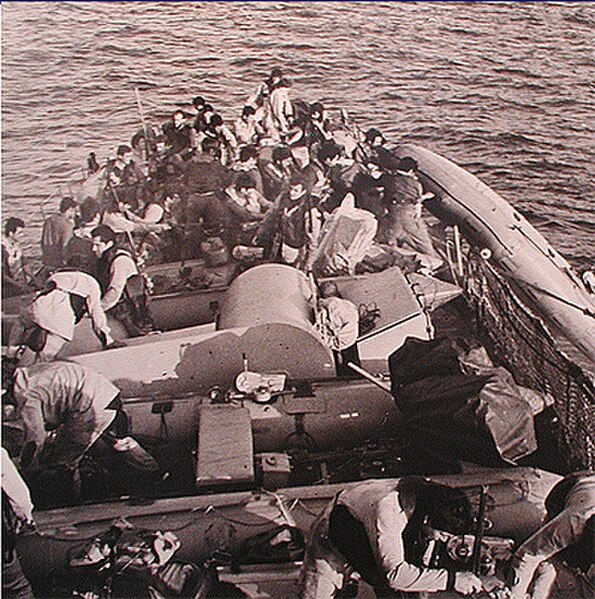 Israeli commandos and rubber boats on a missile boat during the operation