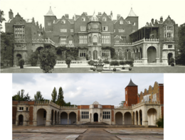 Comparația Holland House, Kensington, în 1896 și 2014.png