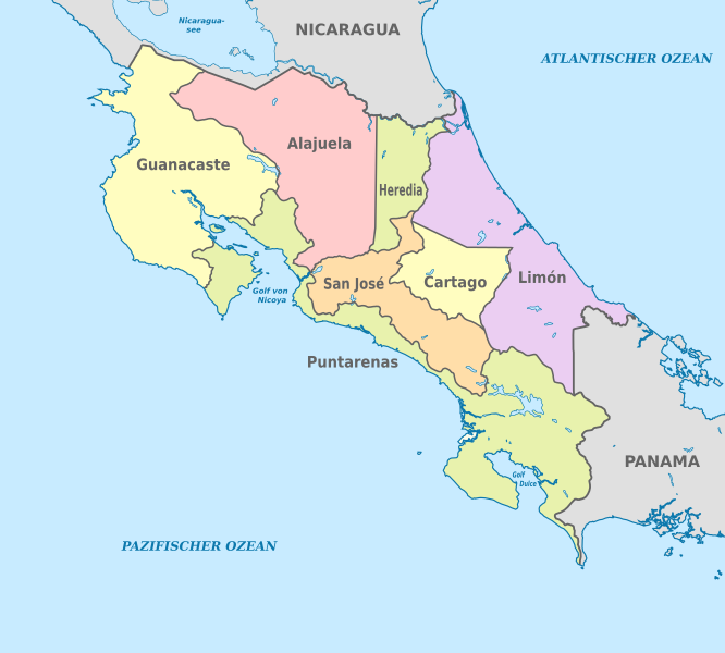 File:Costa Rica, administrative divisions - de - colored.svg