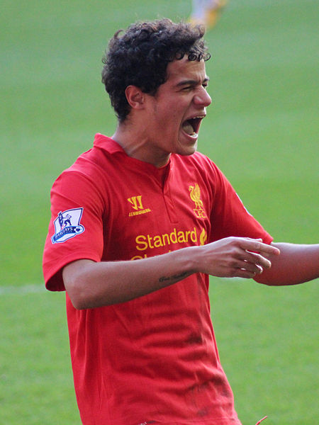 Coutinho playing for Liverpool in 2013