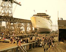 Launch of Cunard Ambassador, March 16, 1972 Cunard ambassador.jpg