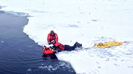 Ice rescue; this is just a drill though