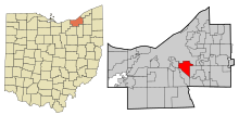 Cuyahoga County Ohio incorporated and unincorporated areas Garfield Heights highlighted.svg