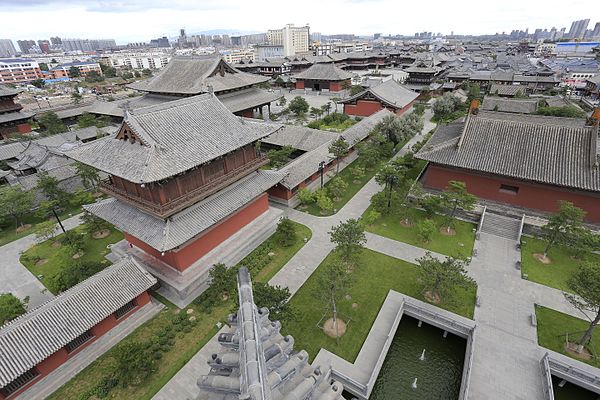 Aerial view of Huayan Temple, Datong, built during the Jin dynasty (1115–1234).