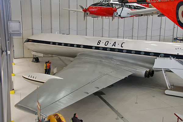 The Duxford Aviation Society Comet 4 on display in AirSpace.