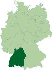 ドイツ国内におけるバーデン＝ヴュルテンベルク州の位置