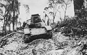 ビアク島の戦いにて撃破・遺棄されたビアク支隊戦車中隊の九五式軽戦車