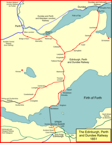 The Edinburgh, Perth and Dundee Railway system in 1851 EP&DR 1851.png