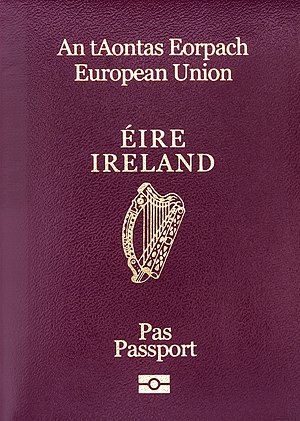 The cover of Irish electronic Passports as of ...