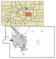 Location of Manitou Springs in El Paso County, Colorado.