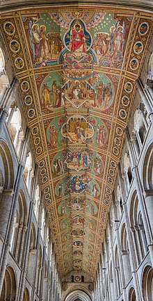 the ceiling of a cathedral in england