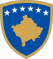 Das Wappen zeigt das Staatsgebiet des Kosovo.