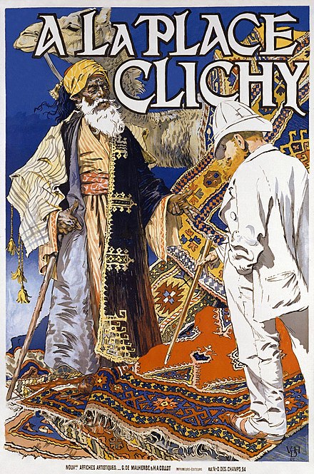 "A La Place Clichy" - Advertisement for oriental rugs by Eugène Grasset