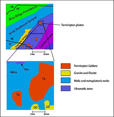 Map of the Concord plutonic suit modified after E. Esawi (2004) and McSween et al (1991) Farmington Gabbro Map Unit.jpg