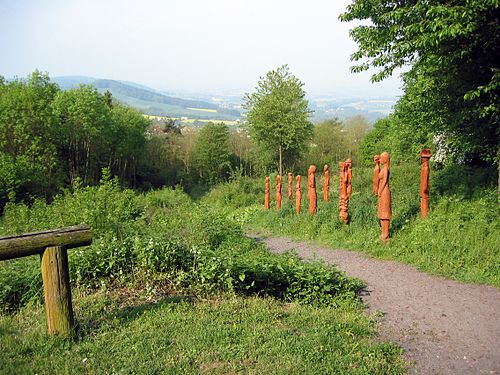The Kunstwanderweg Heiligenberg, a sculpture trail in Hesse, Germany