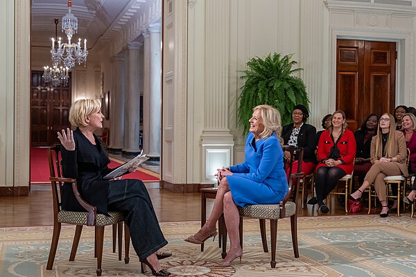 Brzezinski interviewing Jill Biden at the White House in January 2024.