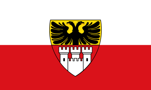 File:Flagge der Stadt Duisburg mit Wappen.svg