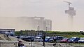 Baustelle des Flughafen Berlin Brandenburg zur ILA im Sandsturm