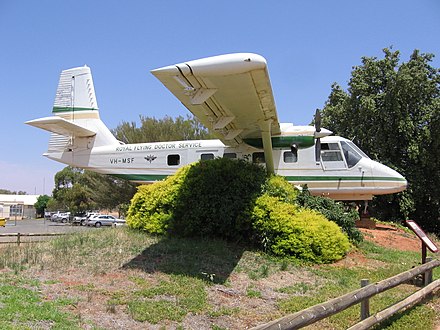 Nomad N22C displayed at the Royal Flying Doctor Service of Australia base