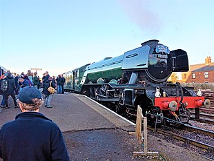 The Flying Scotsman at Dereham station on the Mid-Norfolk Railway