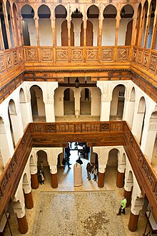 Interior of the 18th-century Funduq al-Najjariyyin (Fondouk Nejjarine) in Fes Fondouk el-Nejjarine(Old name = Fes (5364126281)).jpg