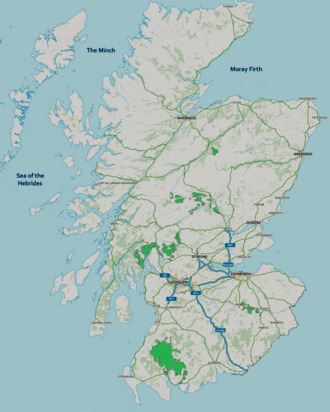 A map of the forest parks of Scotland Forest parks Scotland.png