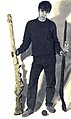 אהוד גלילי מחזיק רובה צבא נפוליאון שנמשה מהים 1970.