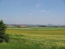 Countryside in the Fulda district, looking east toward the town of Fulda.