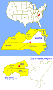 Map showing City of Galax, Virginia