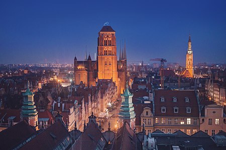 Gdańsk o zmroku, widok z AmberSky Autor: Aneta Pawska
