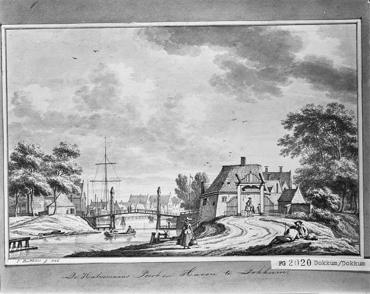 File:Halve maanspoort en havens, reproductie D.J.Bulthuis, 1786 - Dokkum - 20058662 - RCE.jpg