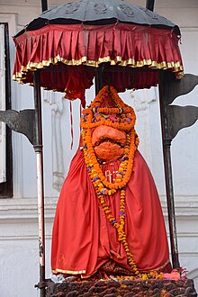 Hanuman Idol, Hanuman Dhoka, Kathmandu.JPG